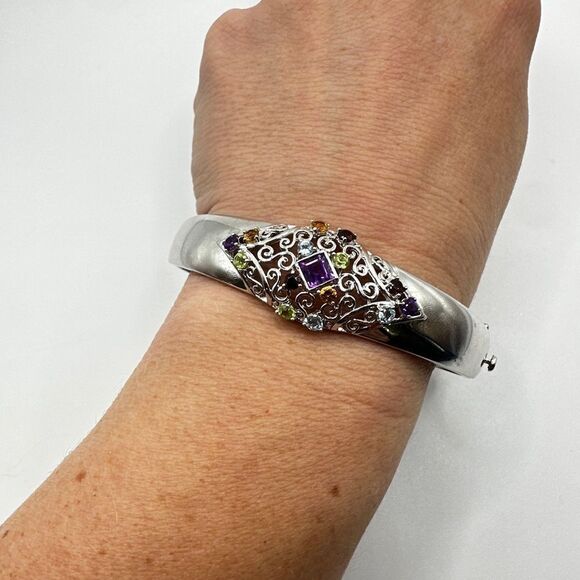 NWOT multi-gemstone designed bracelet in sterling silver! - Picture 8 of 14